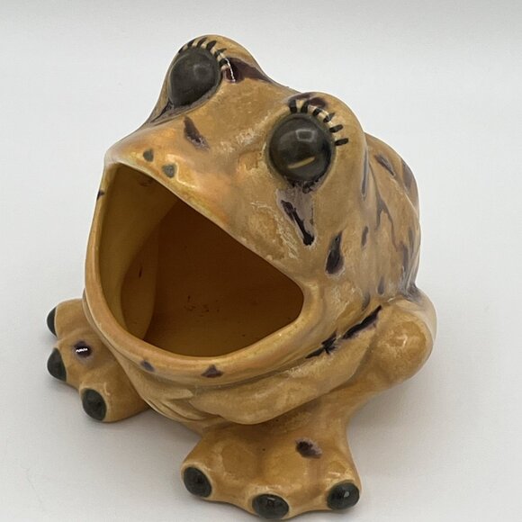 Vintage Big Mouth Frog Sponge Scrubbie Holder in Speckled Yellow - Picture 1 of 7